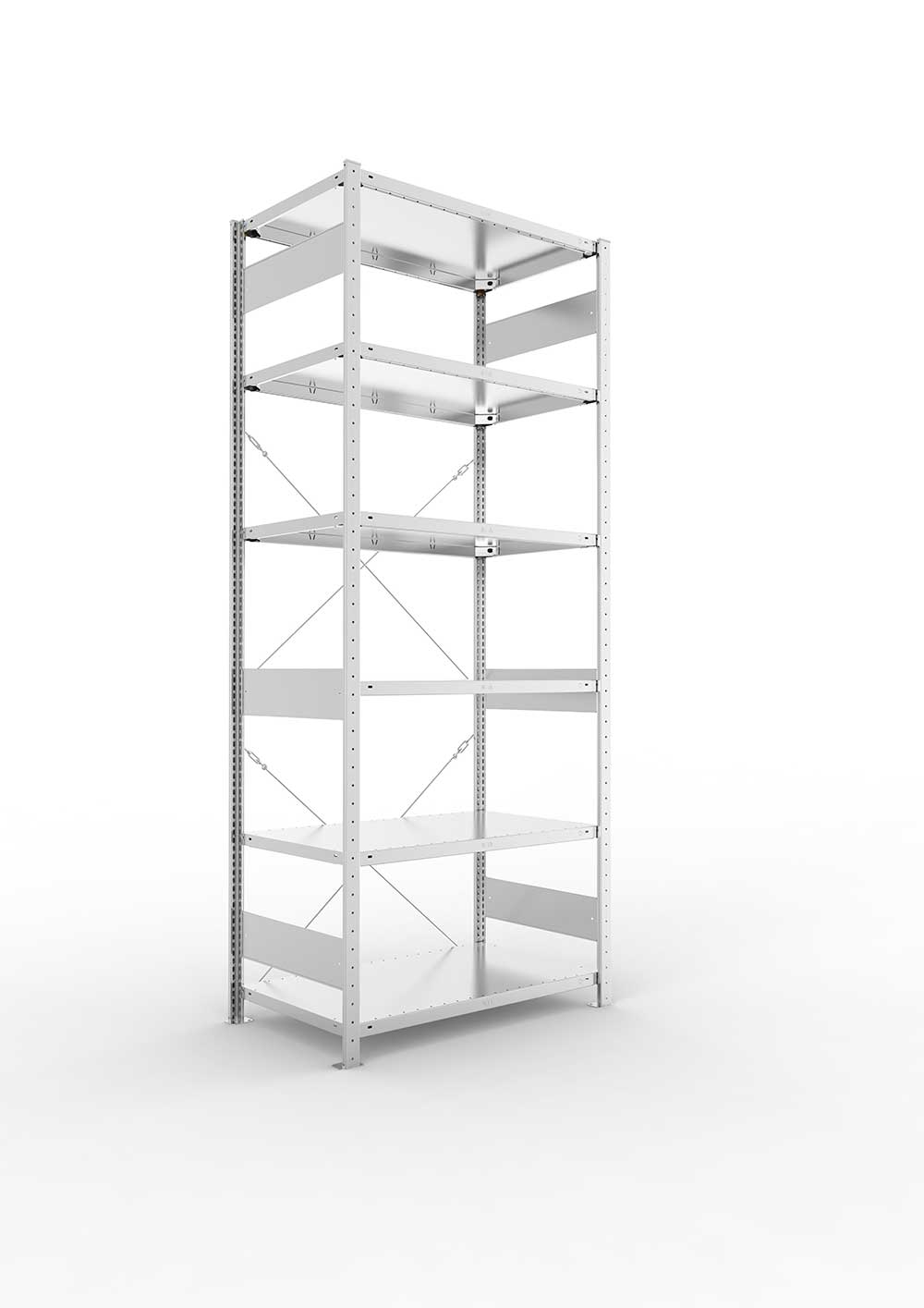 Metallregal Pro-Max Stecksystem Grundregal – 250×100×60 cm, 150 kg, verzinkt, 6 Böden