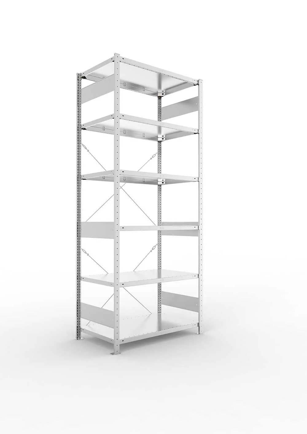 Metallregal Pro-Max Stecksystem Grundregal – 250×100×60 cm, 150 kg, verzinkt, 6 Böden