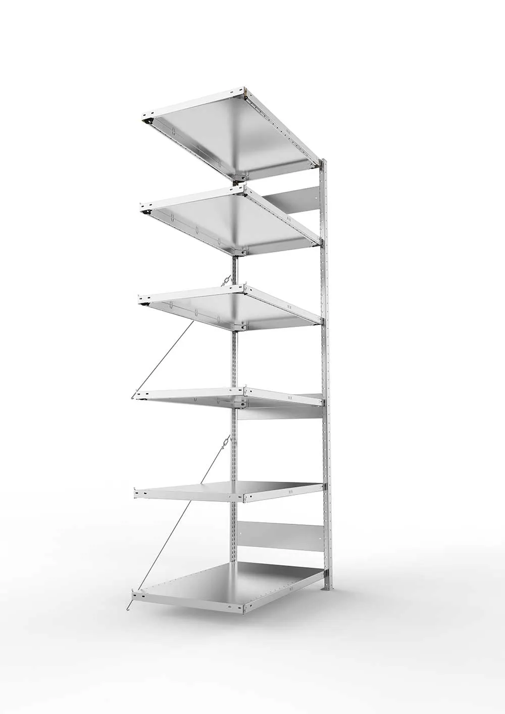 Metallregal Pro-Max Stecksystem Anbauregal – 250×100×60 cm, 150 kg, verzinkt, 6 Böden