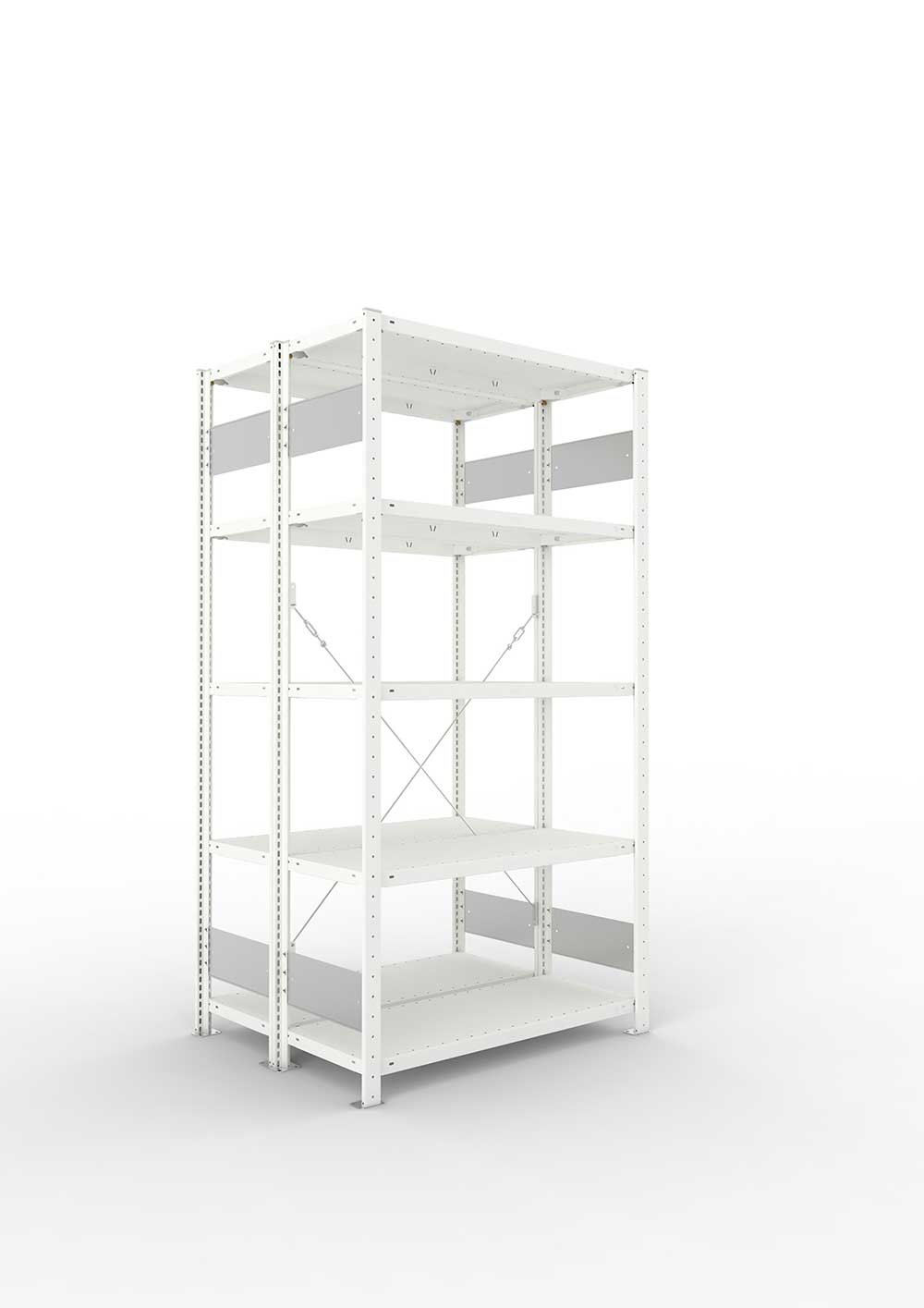 Metallregal Pro-Flex Stecksystem Doppelgrundregal – 200×100×40 cm, 150 kg, RAL 7035