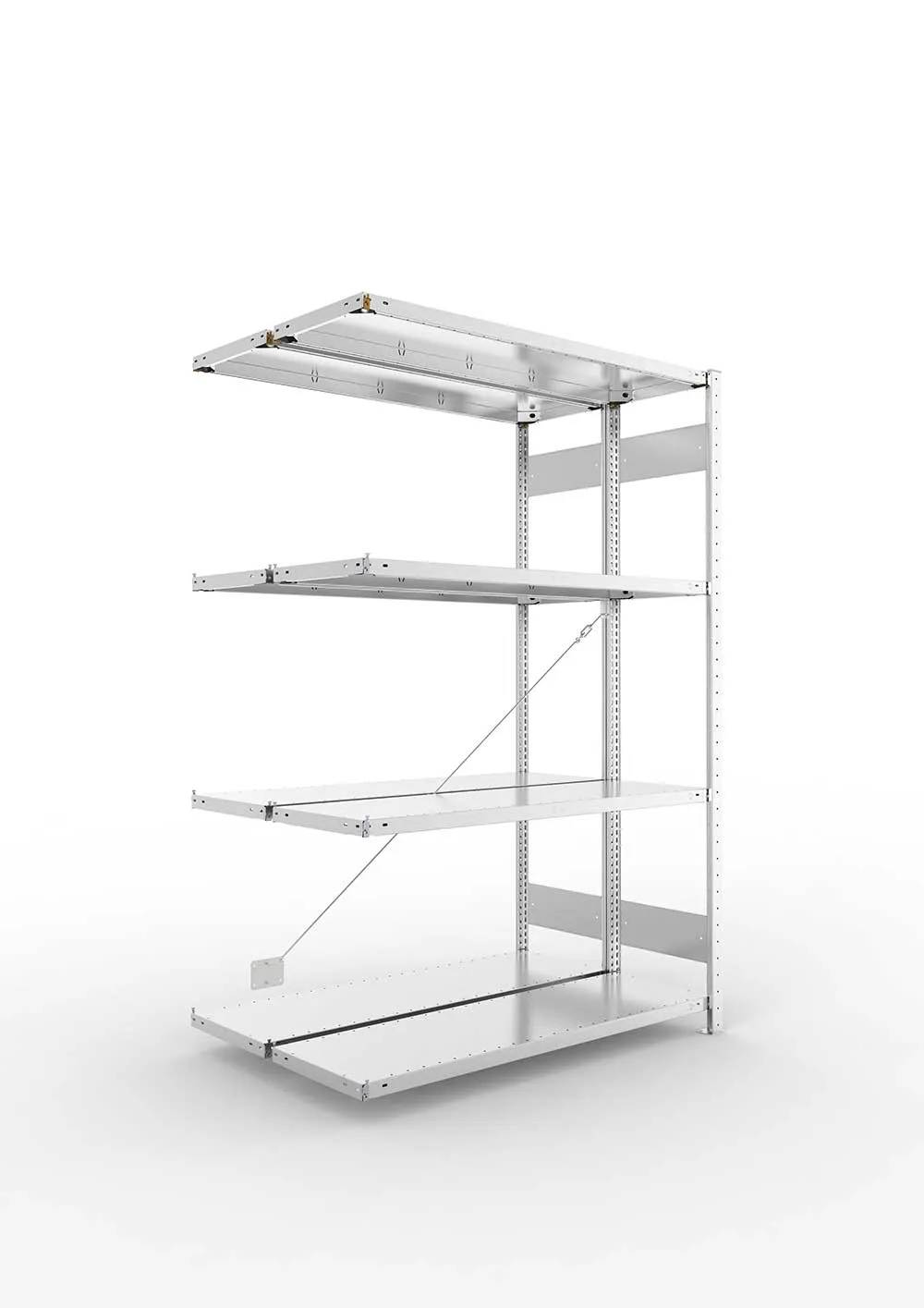 Metallregal Pro-Max Stecksystem Doppelanbauregal – 200×130×40 cm, 230 kg, verzinkt