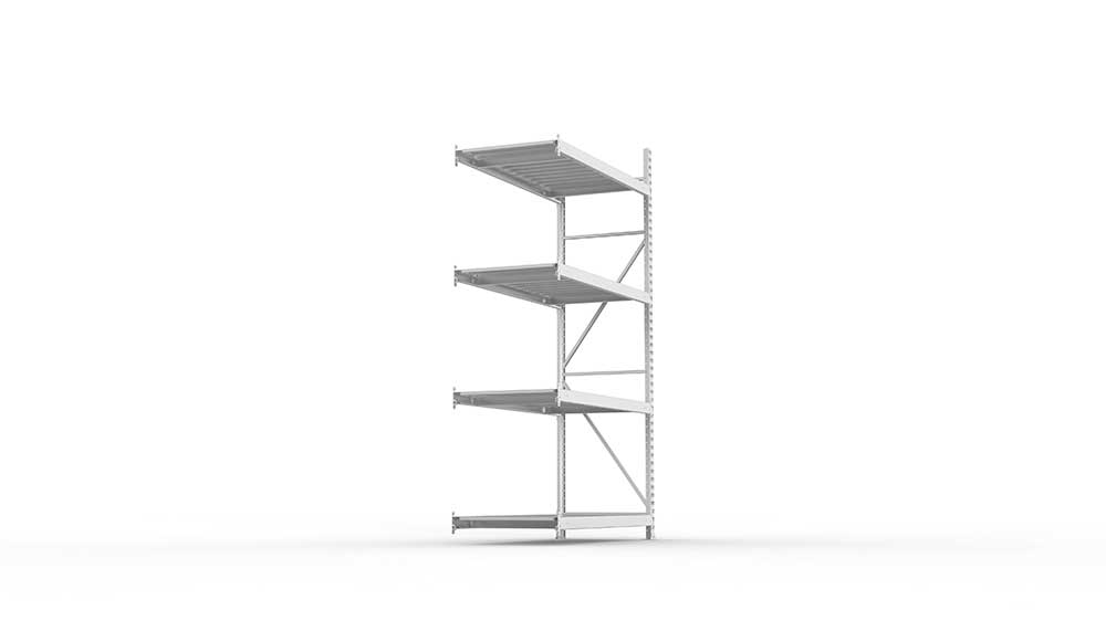 Weitspannregal  Anbauregal 2500 mm mm x 1400 mm x 650 mm verzinkt komplett mit Stahlpaneele mit 4 Böden Weitspannregal  Lagerknecht