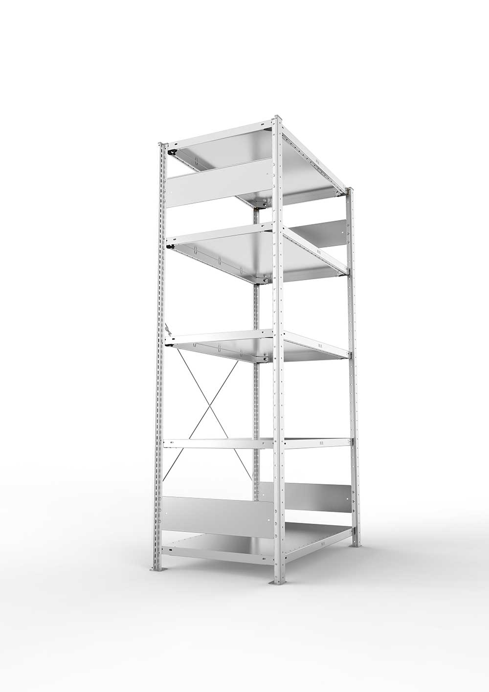Metallregal Pro-Flex Stecksystem Grundregal – 200×100×60 cm, 150 kg, verzinkt, 5 Böden