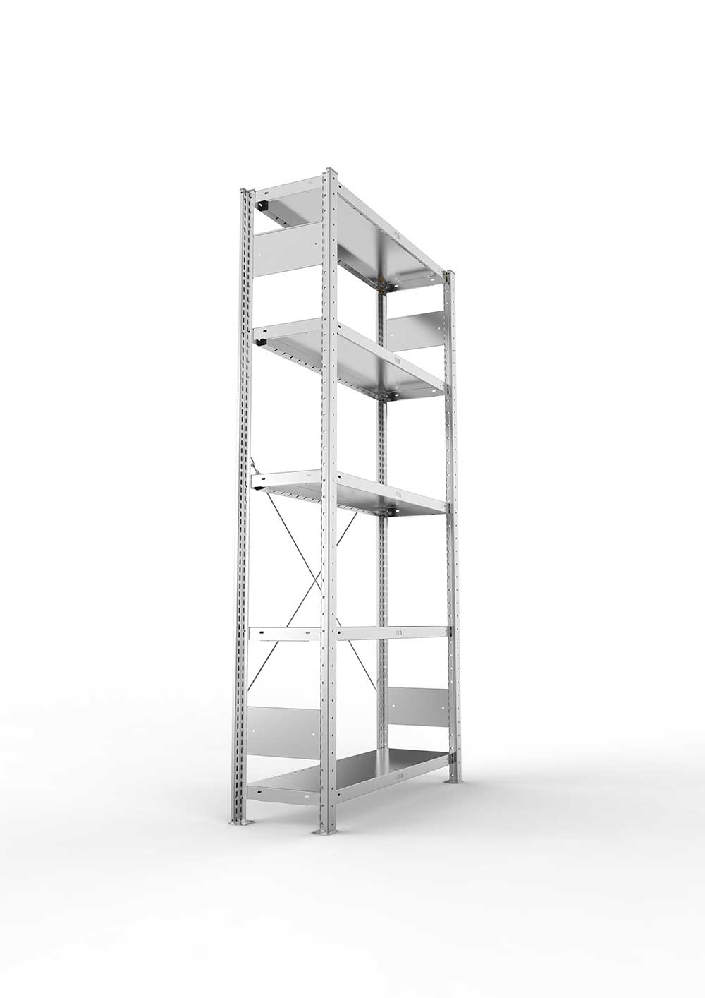 Metallregal Pro-Max Stecksystem Grundregal – 200×100×30 cm, 100 kg, verzinkt, 5 Böden