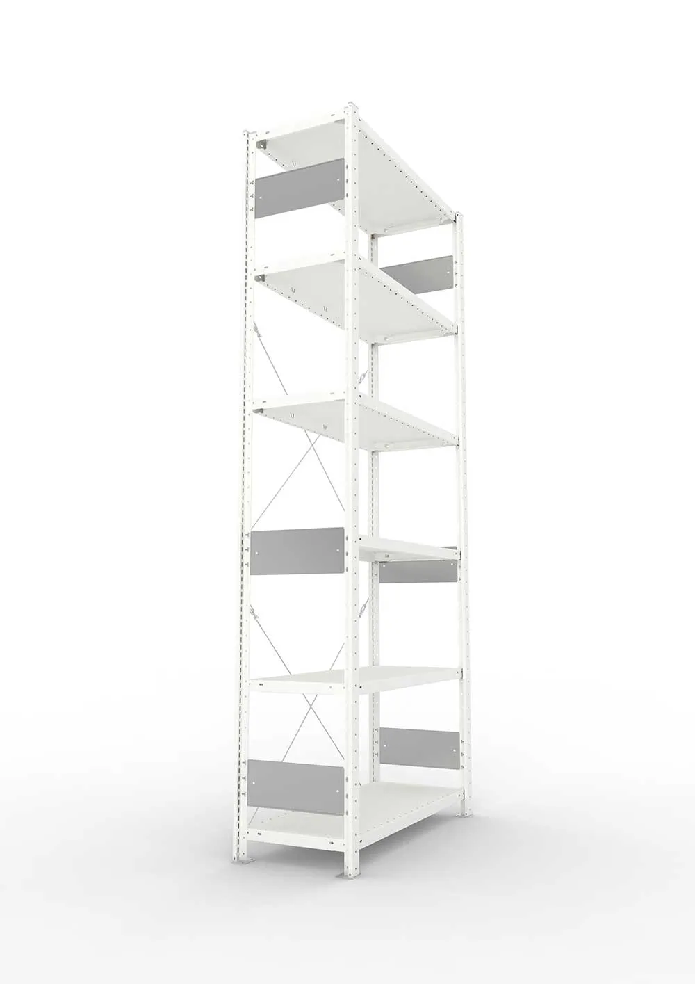 Metallregal Pro-Flex Stecksystem Grundregal – 250×100×40 cm, 150 kg, RAL 7035, 6 Böden