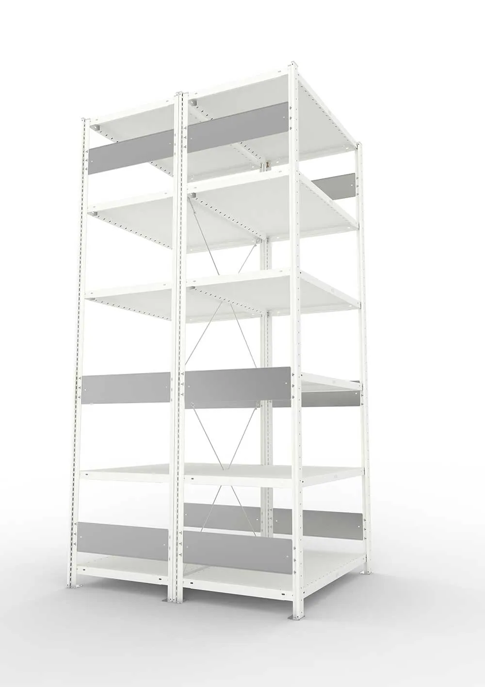 Metallregal Pro-Flex Stecksystem Doppelgrundregal – 250×100×50 cm, 230 kg, RAL 7035