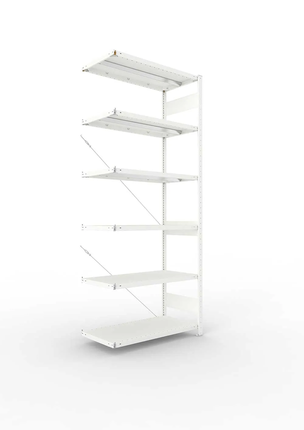 Metallregal Pro-Max Stecksystem Anbauregal – 250×100×50 cm, 330 kg, RAL 7035, 6 Böden