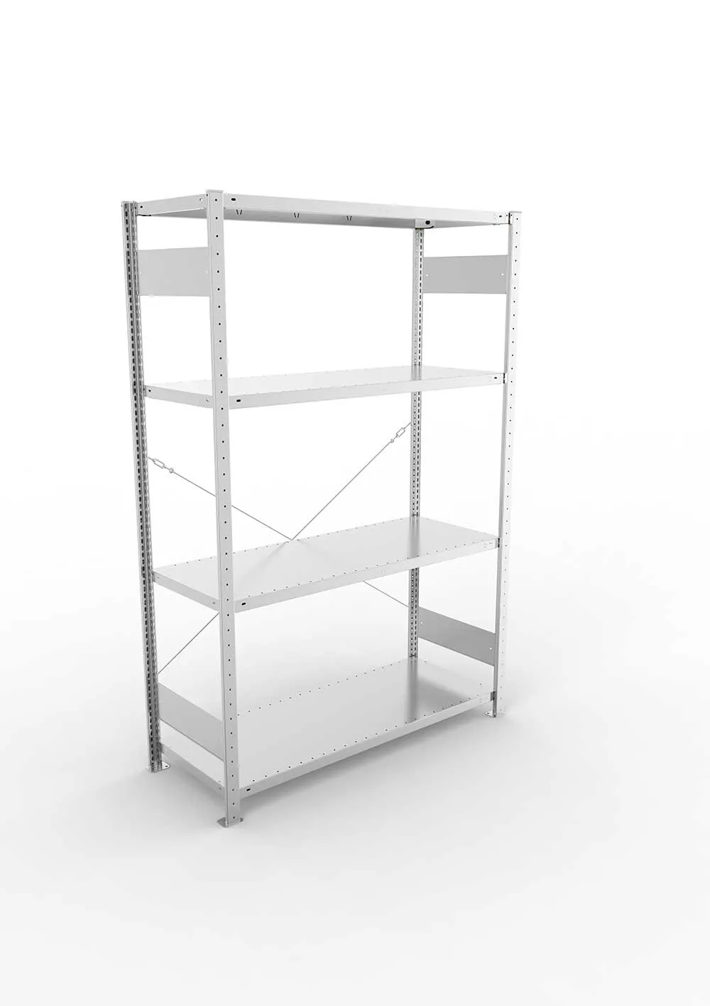 Metallregal Pro-Max Stecksystem Grundregal – 200×130×50 cm, 230 kg, verzinkt, 4 Böden