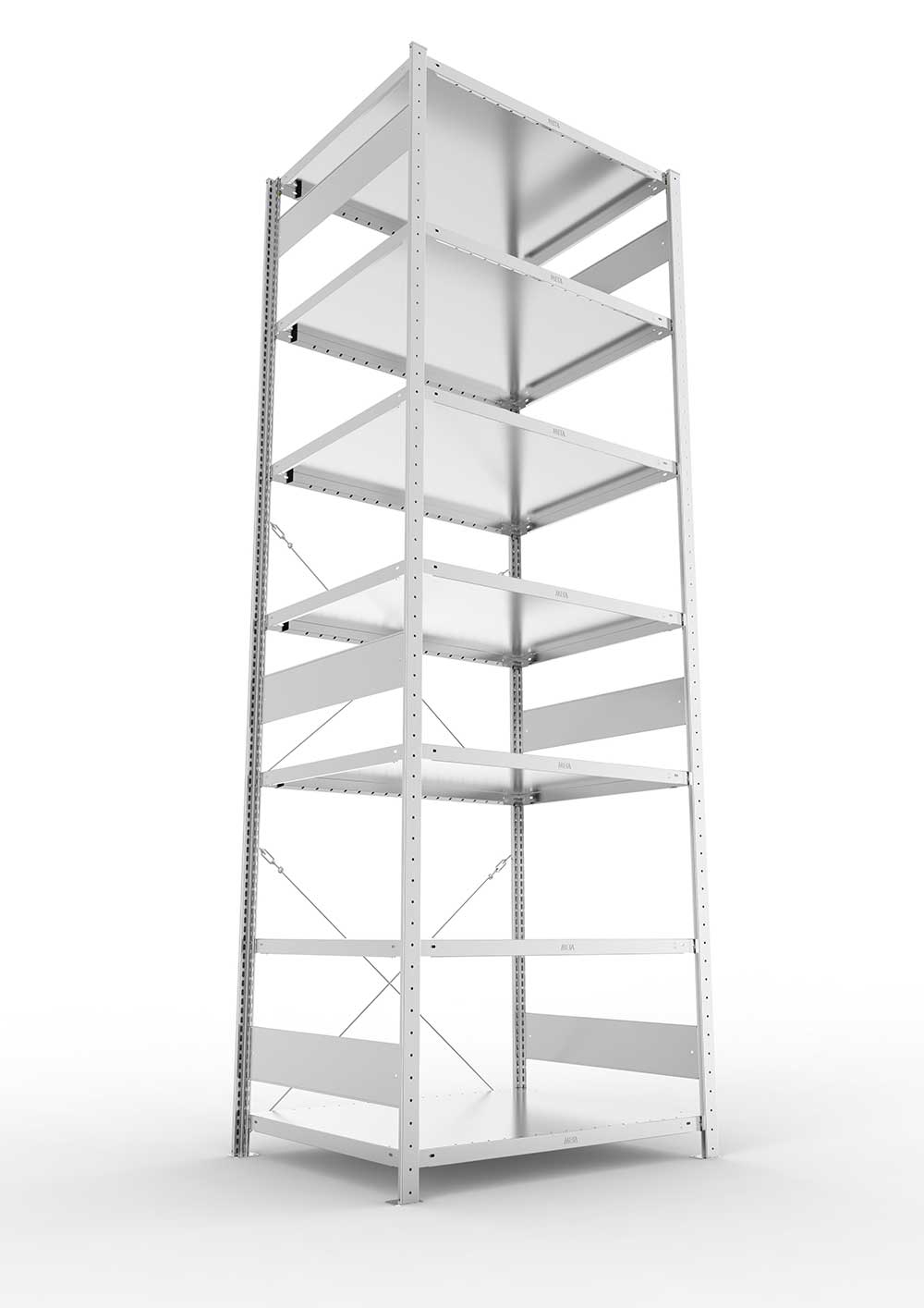 Metallregal Pro-Max Stecksystem Grundregal – 300×100×80 cm, 230 kg, verzinkt, 7 Böden