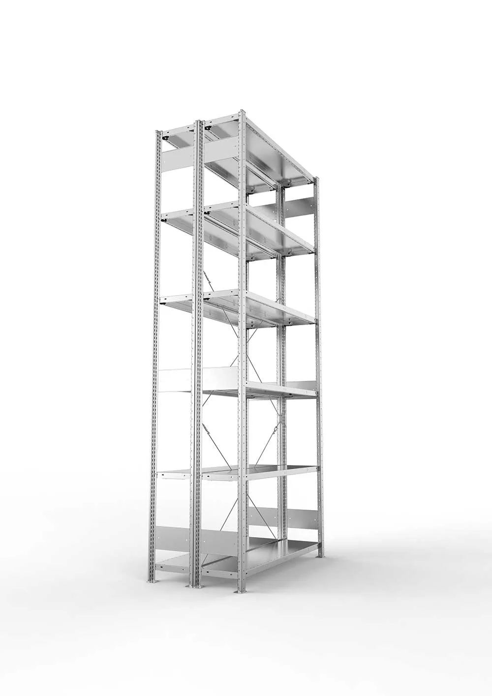 Metallregal Pro-Max Stecksystem Doppelgrundregal – 300×130×30 cm, 230 kg, verzinkt