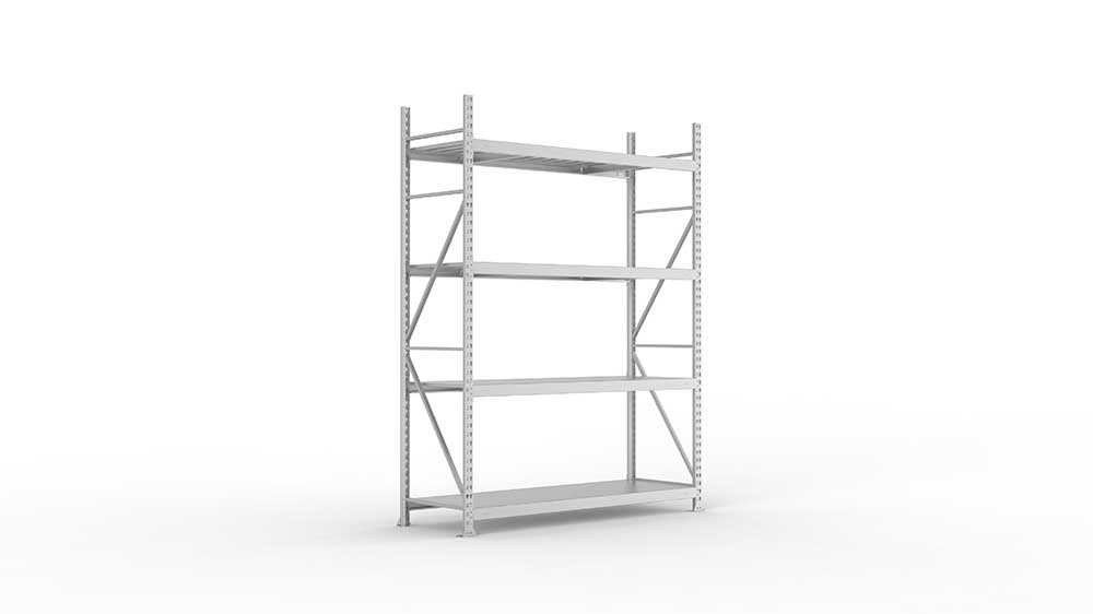 Weitspannregal  Grundregal 2500 mm mm x 1800 mm x 650 mm verzinkt komplett mit Stahlpaneele mit 4 Böden Weitspannregal  Lagerknecht