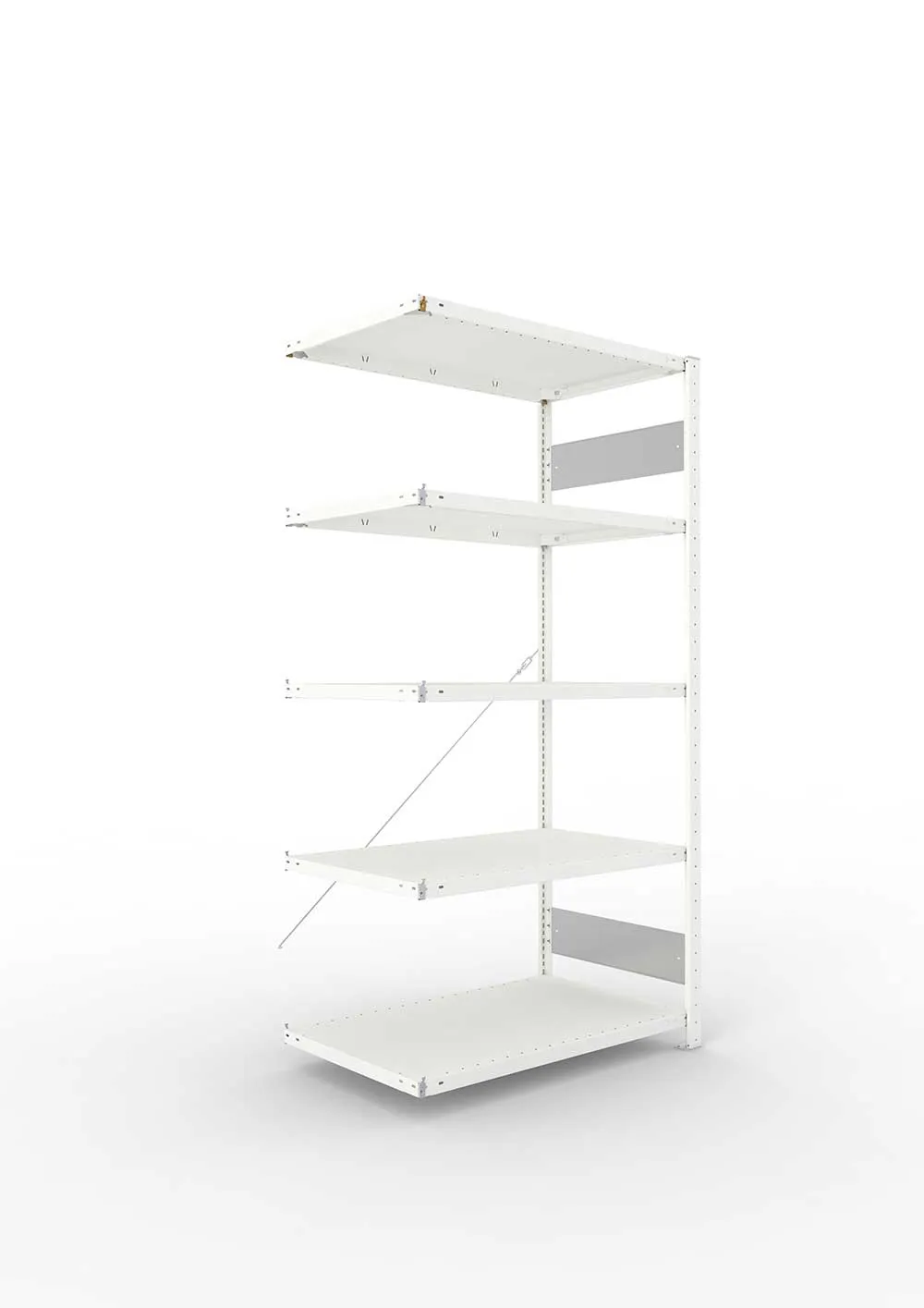 Metallregal Pro-Flex Stecksystem Anbauregal – 200×100×60 cm, 150 kg, RAL 7035, 5 Böden