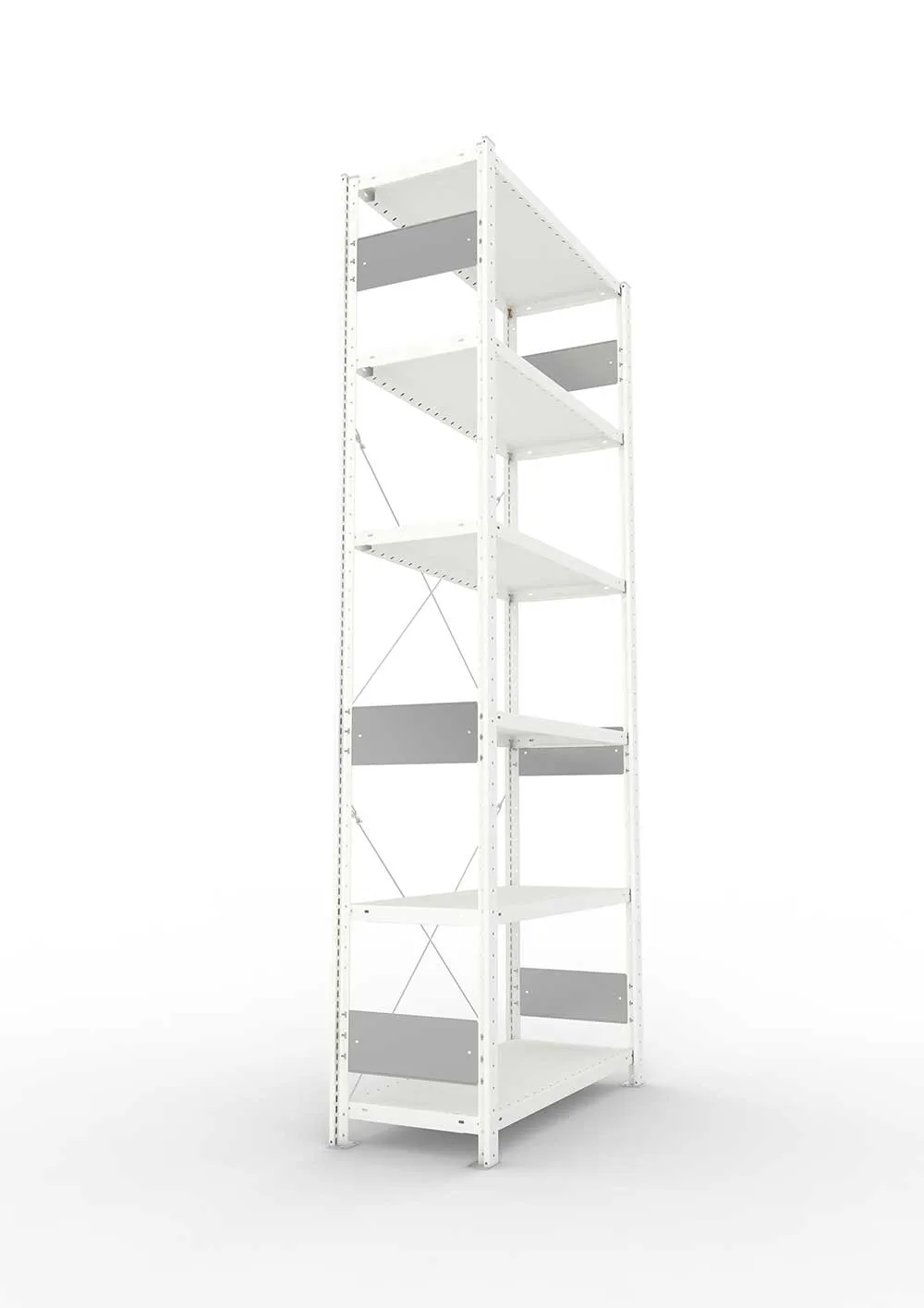 Metallregal Pro-Flex Stecksystem Grundregal – 250×100×40 cm, 230 kg, RAL 7035, 6 Böden