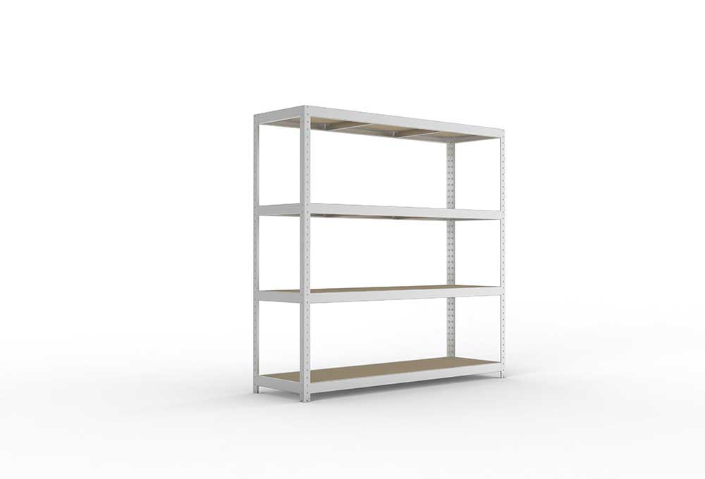 Schwerlastregal Lagerknecht 1970 x 2000 x 600 vzk kpl. mit 4 Fachebenen mit Spanplatten 19 mm in der Frontalansicht – ideal für Produktdetails