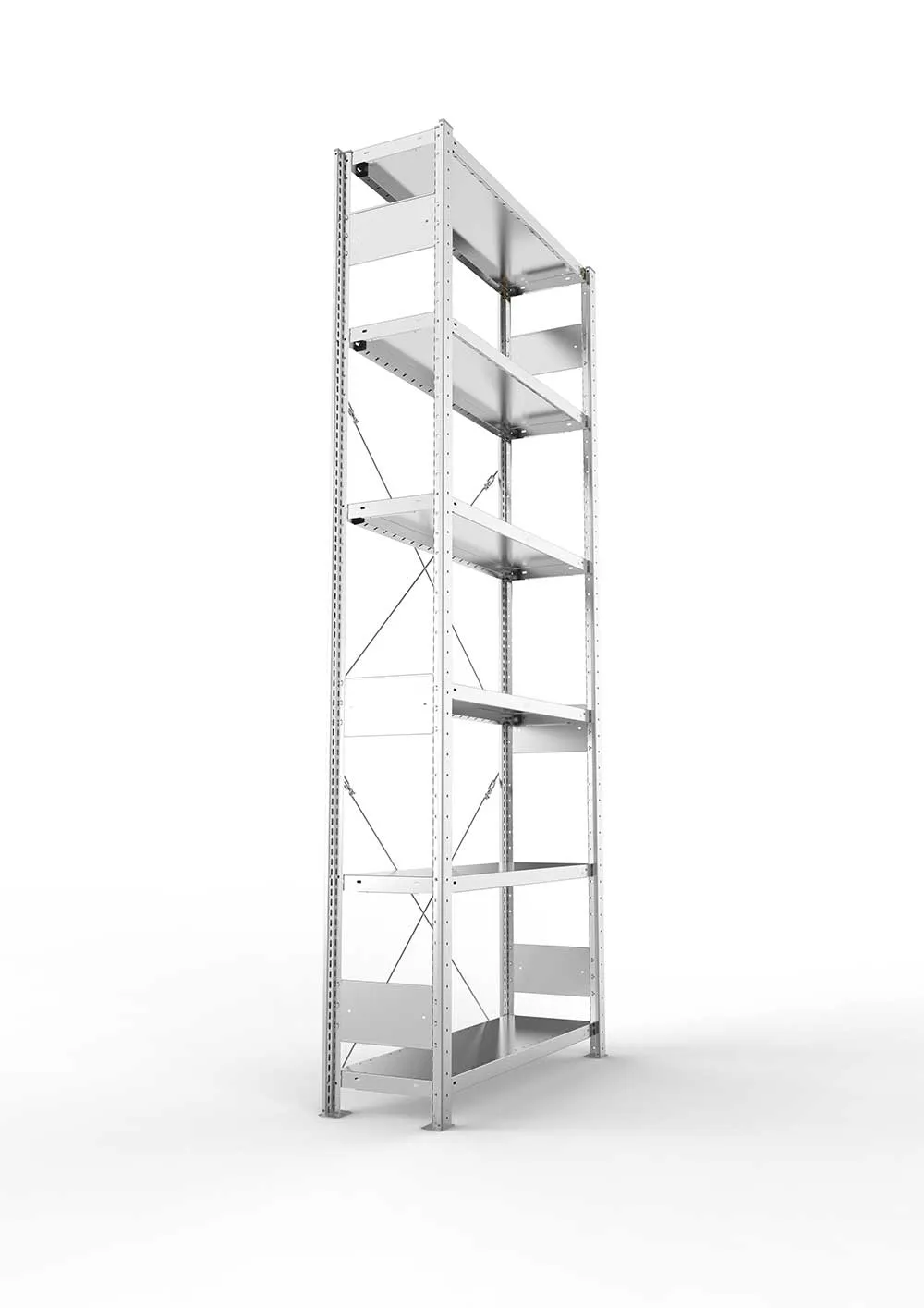 Kellerregal Pro-Flex Stecksystem Grundregal – 250×100×30 cm, 230 kg, verzinkt, 6 Böden