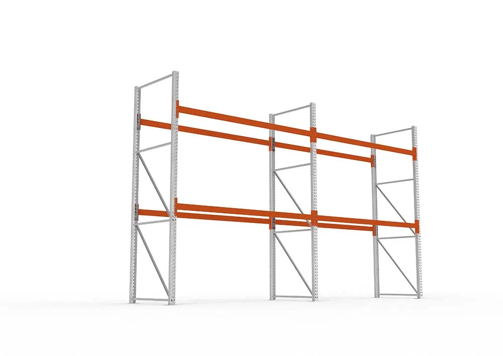 Palettenregal Grundmodul – 330×566×110 cm, bis 500 kg, 3 Ebenen