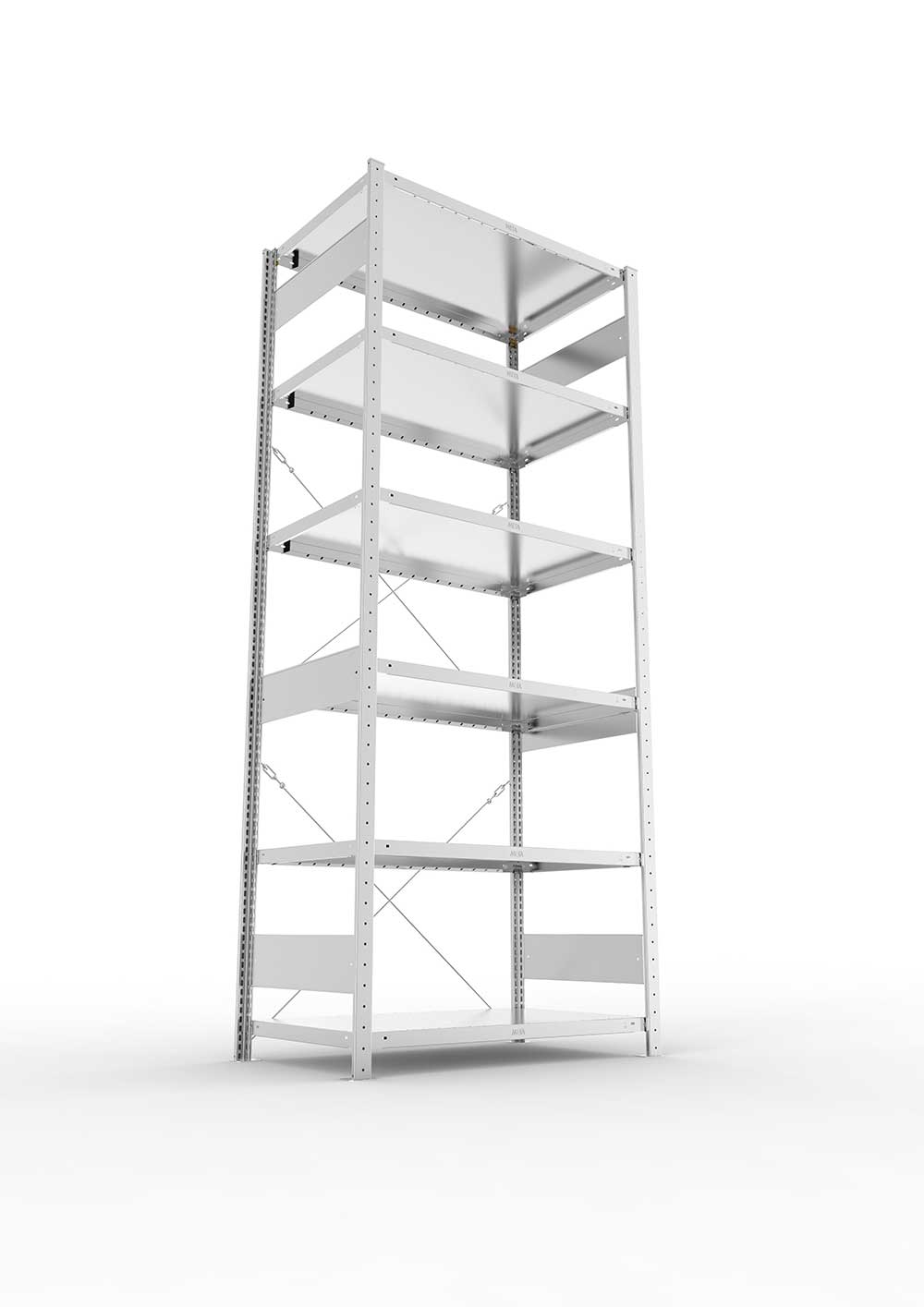 Metallregal Pro-Max Stecksystem Grundregal – 250×100×60 cm, 230 kg, verzinkt, 6 Böden