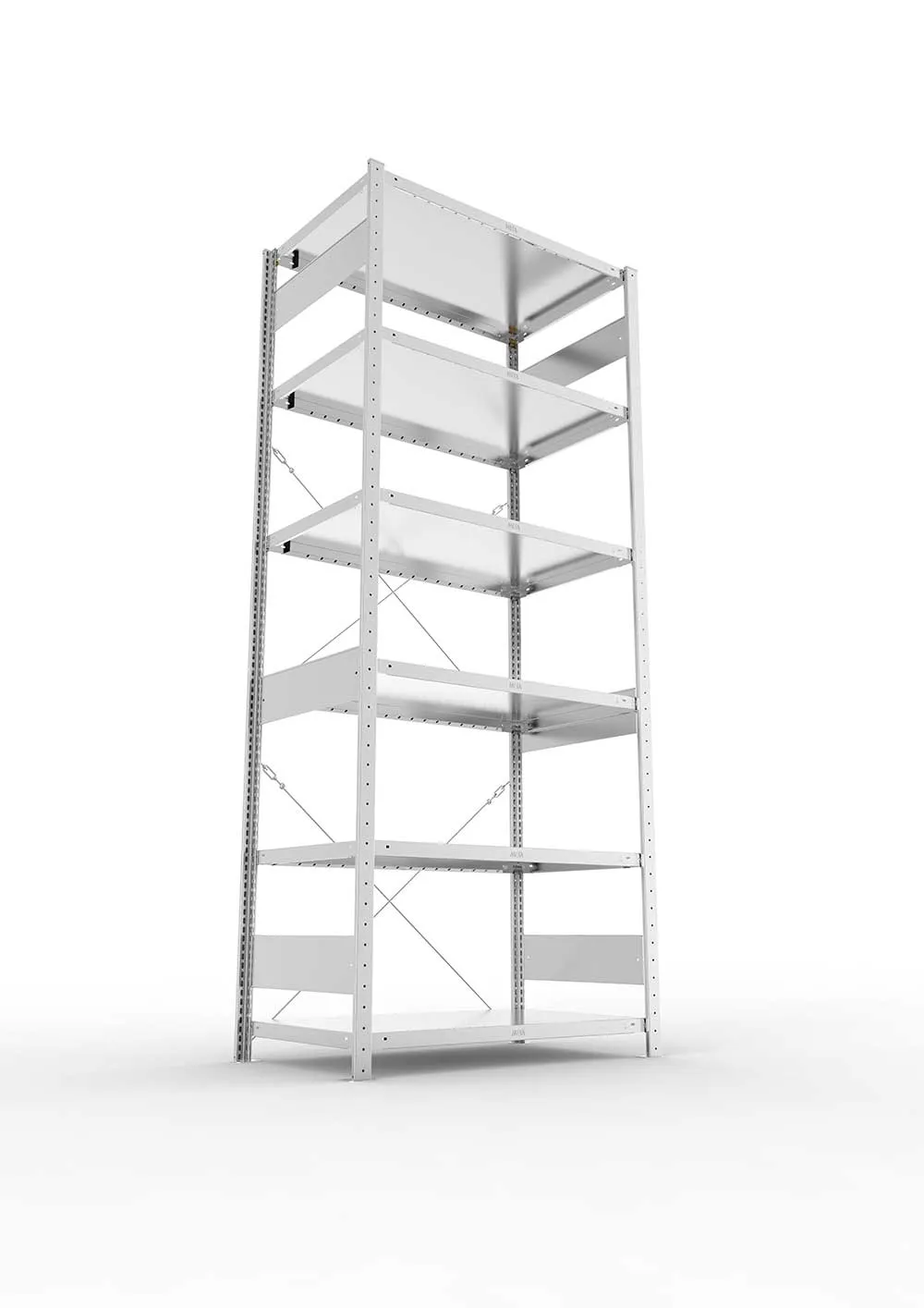 Metallregal Pro-Max Stecksystem Grundregal – 250×100×60 cm, 230 kg, verzinkt, 6 Böden