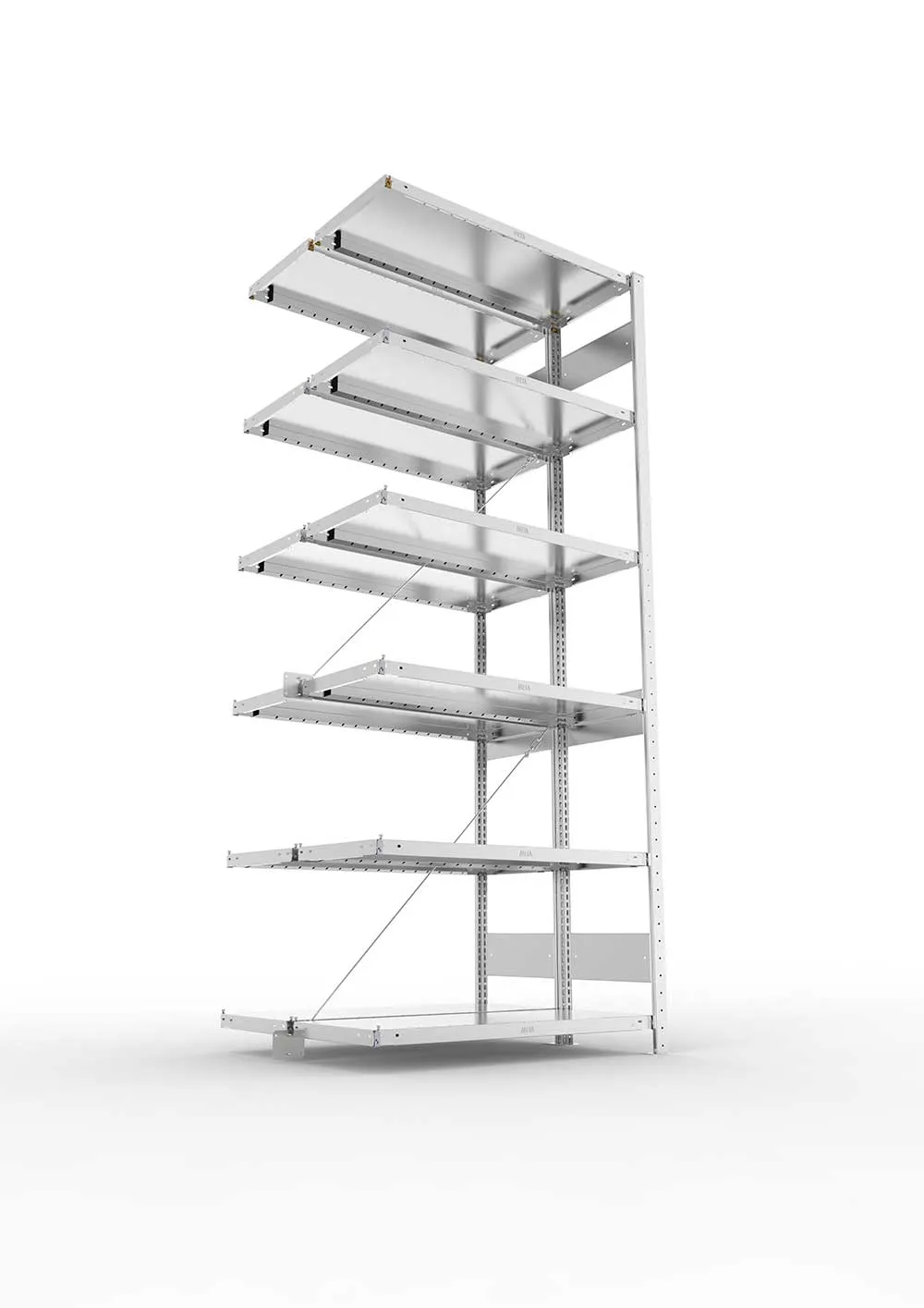 Metallregal Pro-Max Stecksystem Doppelanbauregal – 250×100×40 cm, 230 kg, verzinkt