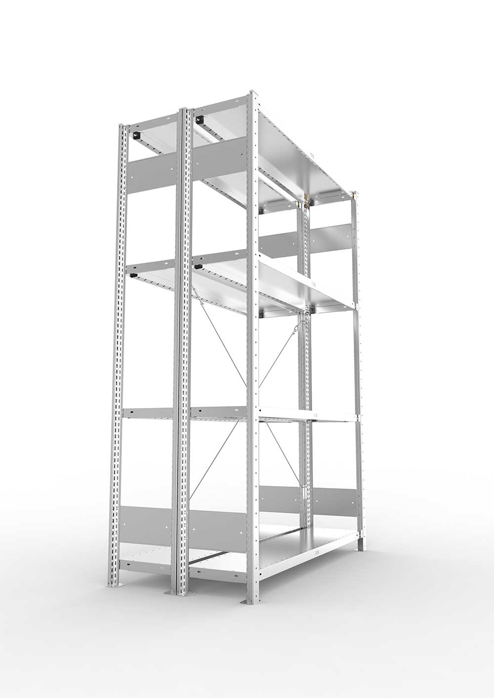 Metallregal Pro-Flex Stecksystem Doppelgrundregal – 200×130×30 cm, 230 kg, verzinkt
