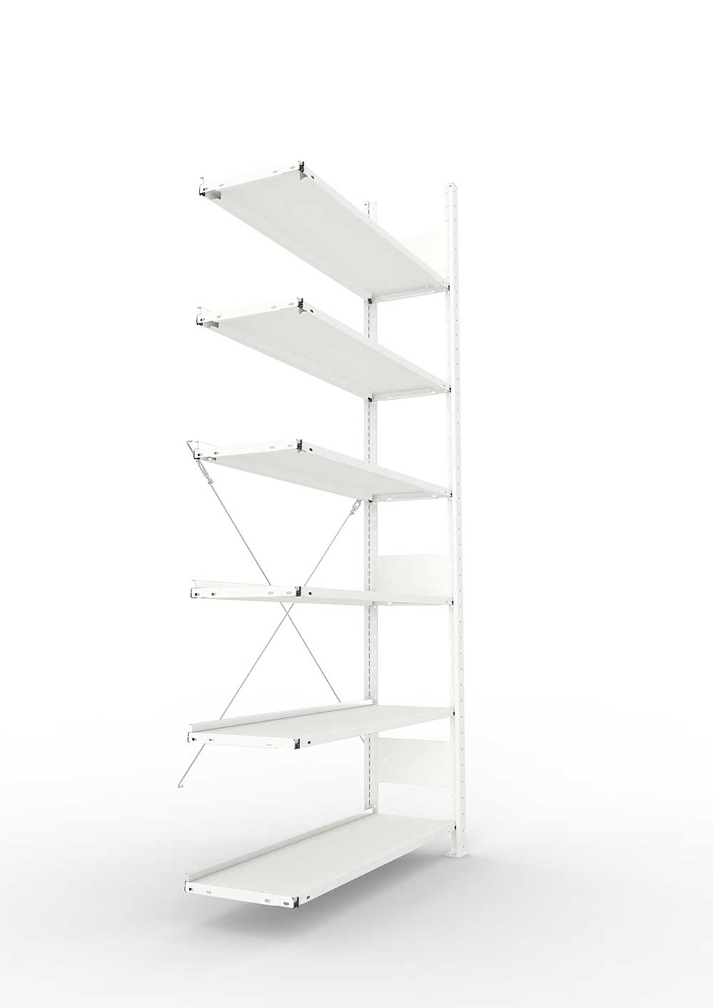 Büroregal Pro-Max Stecksystem Anbauregal – 220×100×30 cm, RAL 7035, einseitig
