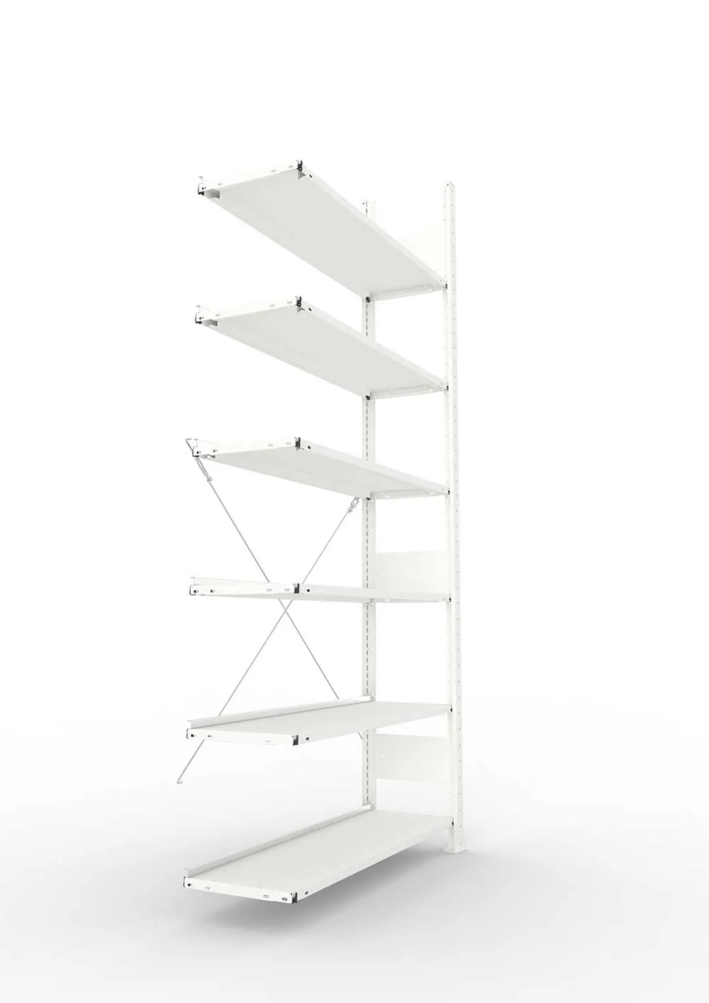 Büroregal Pro-Max Stecksystem Anbauregal – 220×100×30 cm, RAL 7035, einseitig