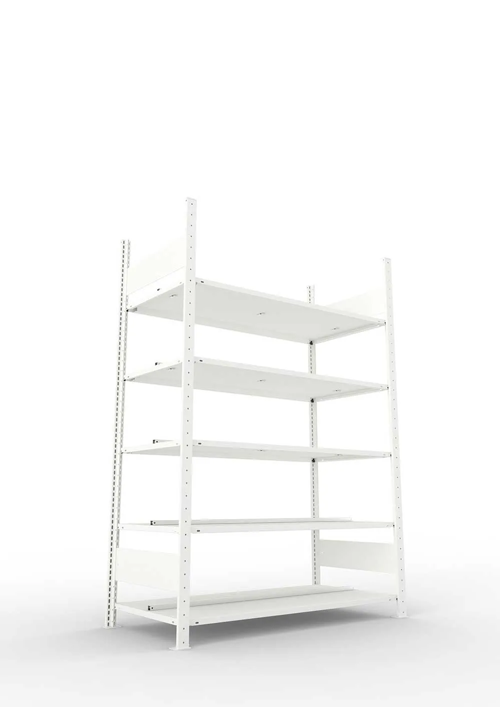 Büroregal Pro-Max Stecksystem Grundregal – 185×125×60 cm, RAL 7035, doppelseitig