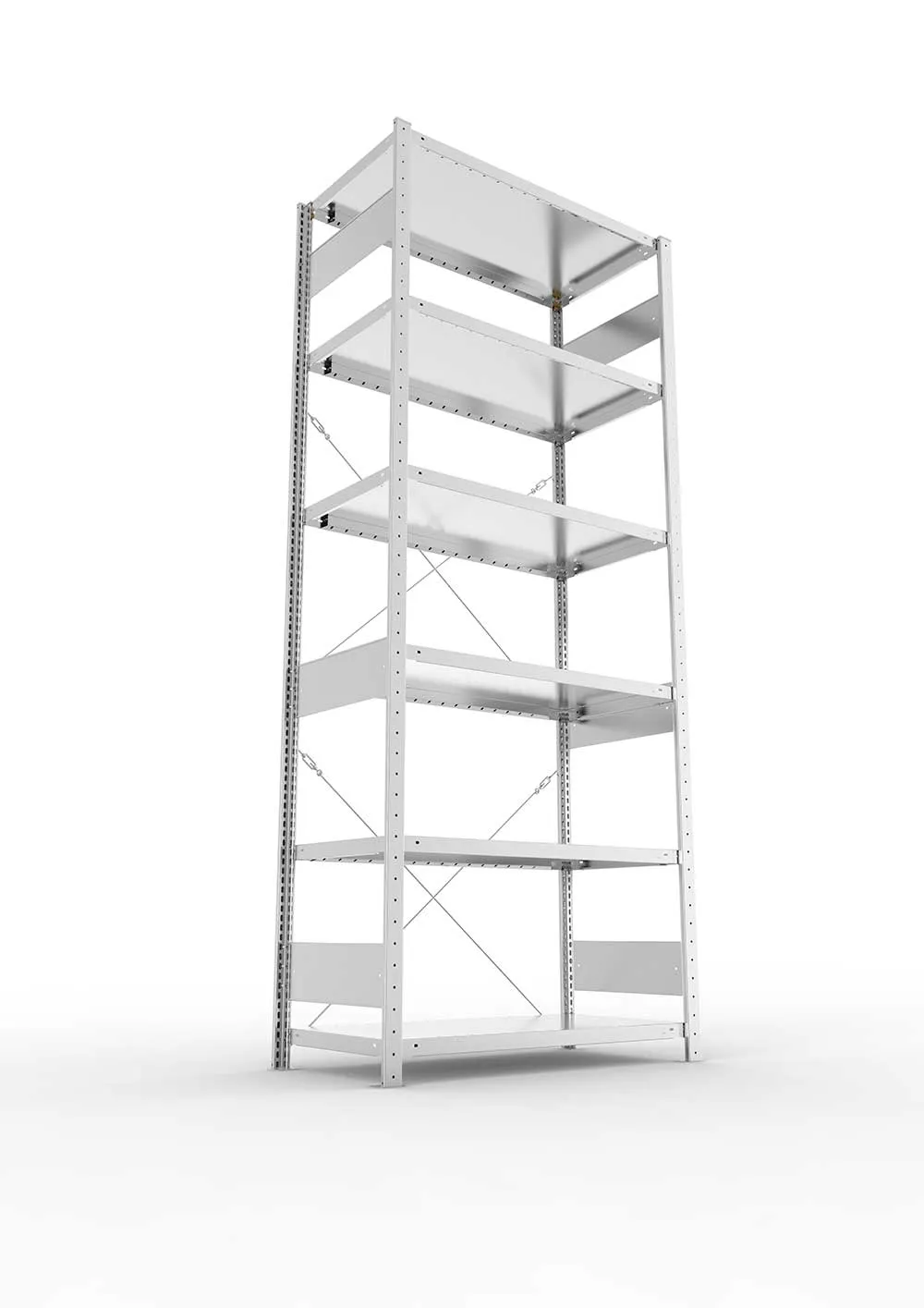 Metallregal Pro-Flex Stecksystem Grundregal – 250×100×50 cm, 230 kg, verzinkt, 6 Böden