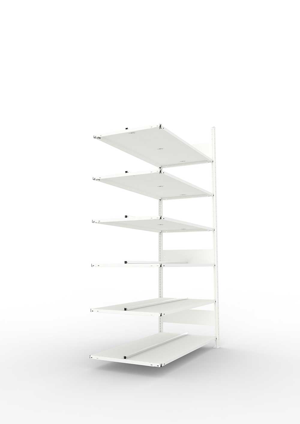 Büroregal Pro-Max Stecksystem Anbauregal – 220×125×60 cm, RAL 7035, doppelseitig