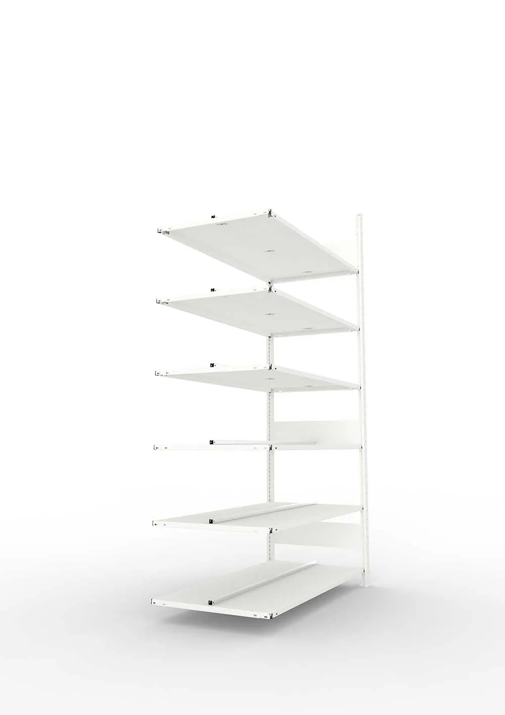 Büroregal Pro-Max Stecksystem Anbauregal – 220×125×60 cm, RAL 7035, doppelseitig