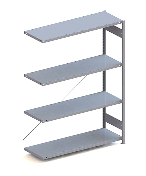 Metallregal Pro-Max Stecksystem Anbauregal – 200×150×50 cm, 200 kg, RAL 7035, 4 Böden