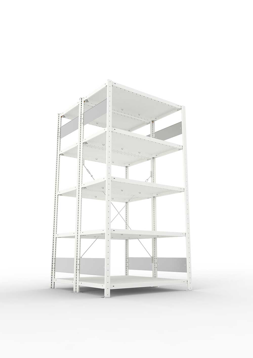 Metallregal Pro-Flex Stecksystem Doppelgrundregal – 200×100×50 cm, 150 kg, RAL 7035