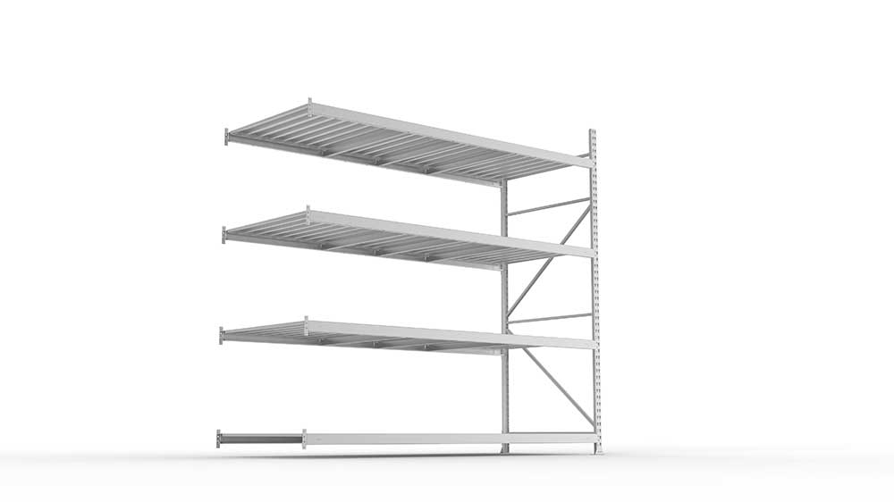 Weitspannregal  Anbauregal 2500 mm mm x 2600 mm x 1050 mm verzinkt komplett mit Stahlpaneele mit 4 Böden Weitspannregal  Lagerknecht