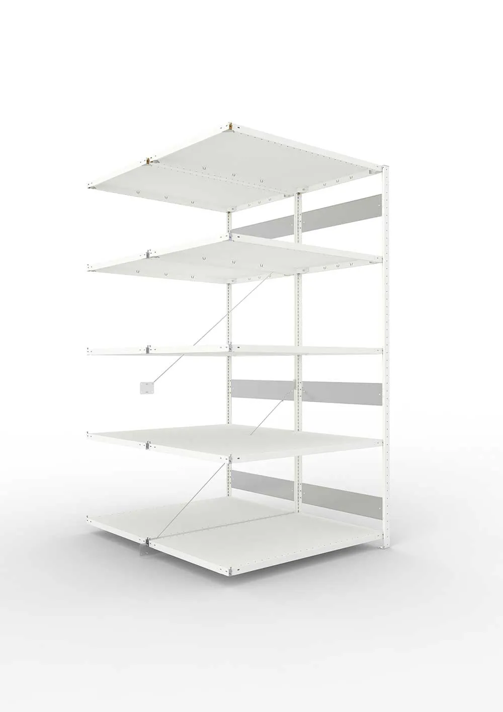 Metallregal Pro-Flex Stecksystem Doppelanbauregal – 250×130×80 cm, 230 kg, RAL 7035