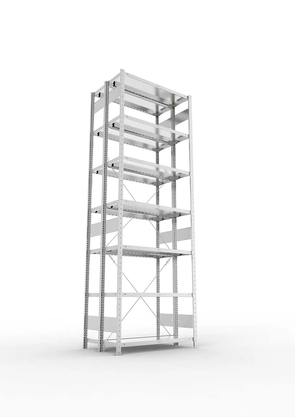 Metallregal Pro-Max Stecksystem Doppelgrundregal – 300×100×30 cm, 230 kg, verzinkt