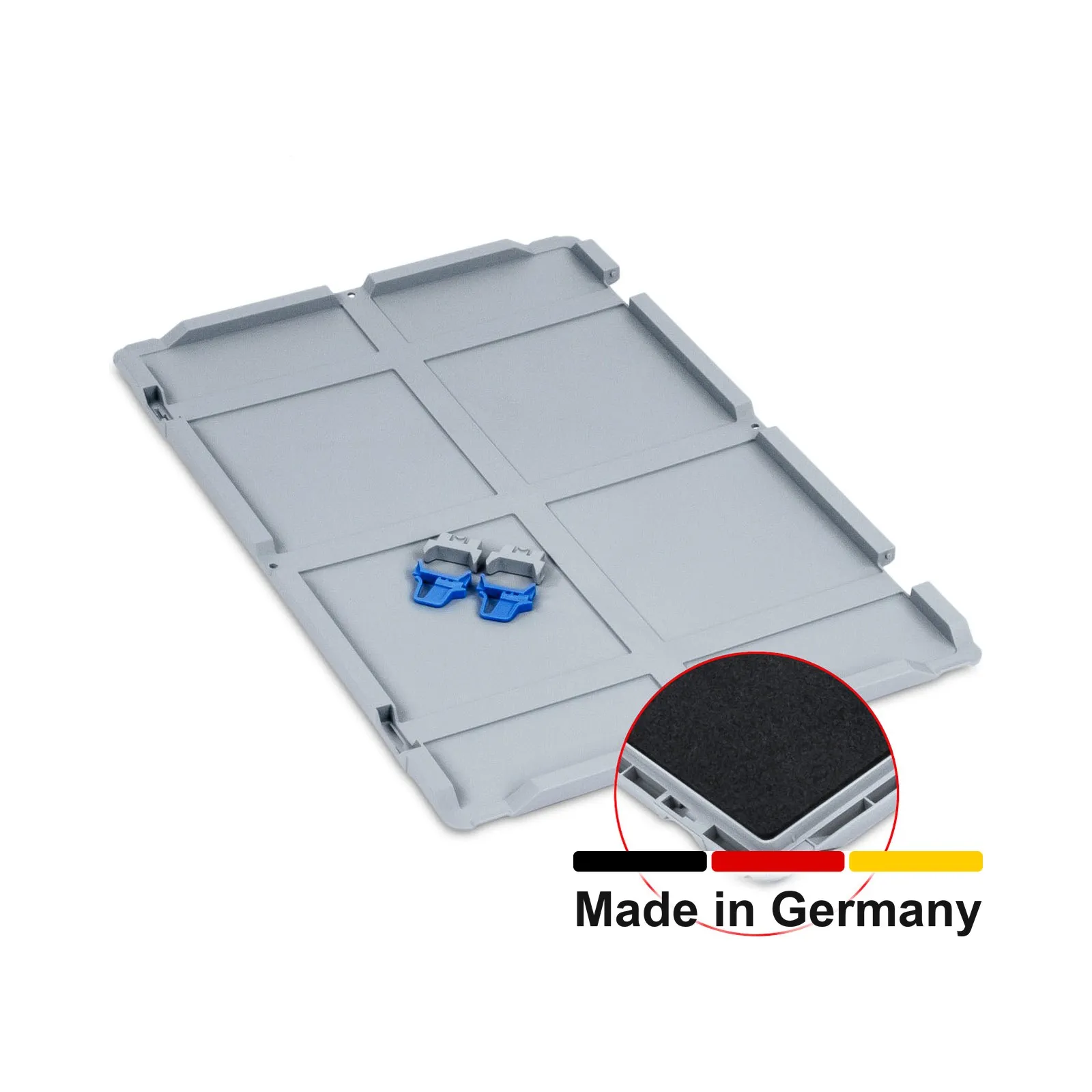 Scharnierdeckel Set Eurobox NextGen mit Schaumstoff 600 x 400, inkl. 2 blaue Schiebeschnappverschlüsse