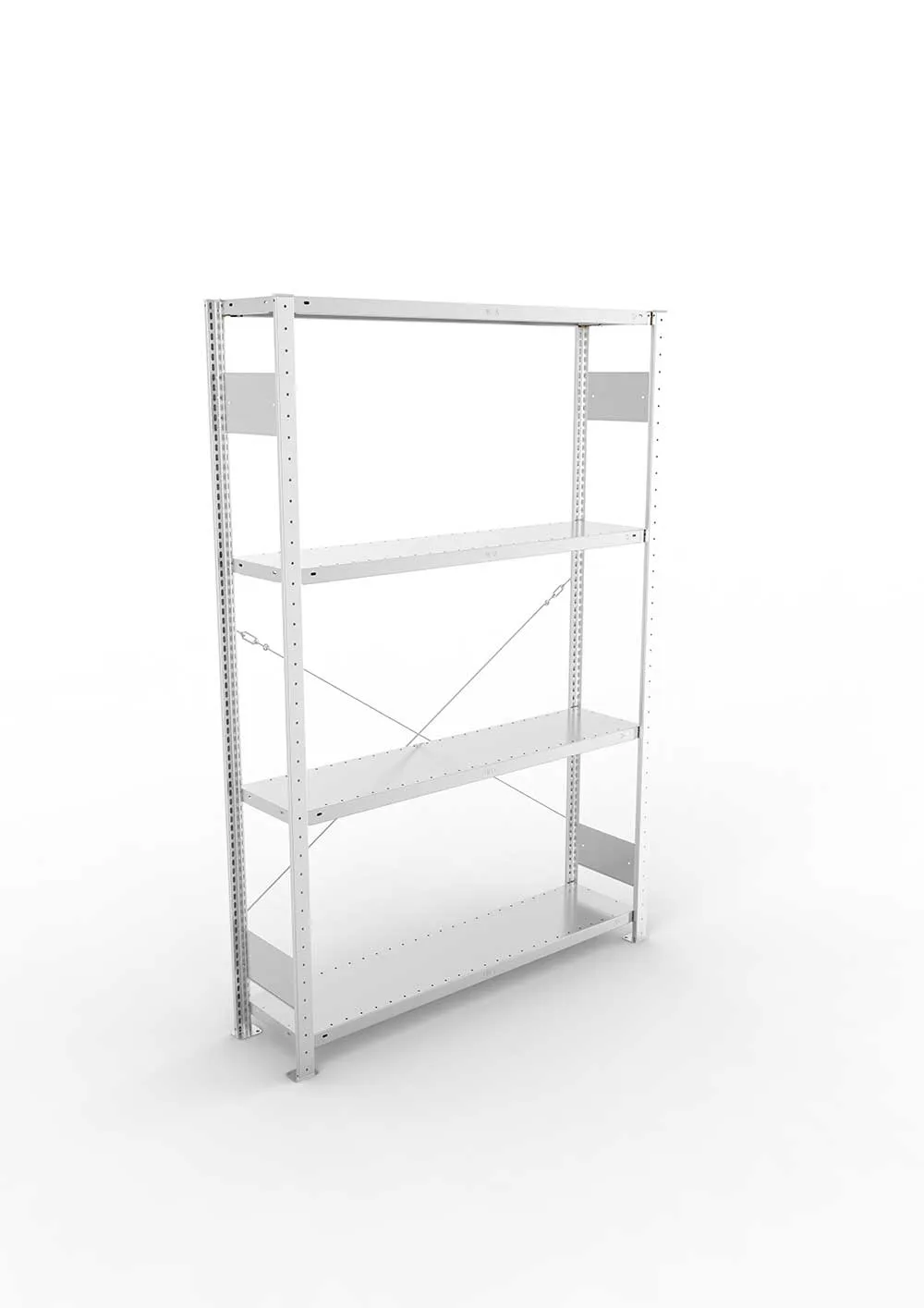 Metallregal Pro-Flex Stecksystem Grundregal – 200×130×30 cm, 230 kg, verzinkt, 4 Böden