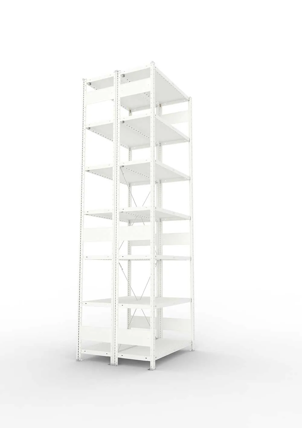 Metallregal Pro-Max Stecksystem Doppelgrundregal – 300×100×40 cm, 230 kg, RAL 7035