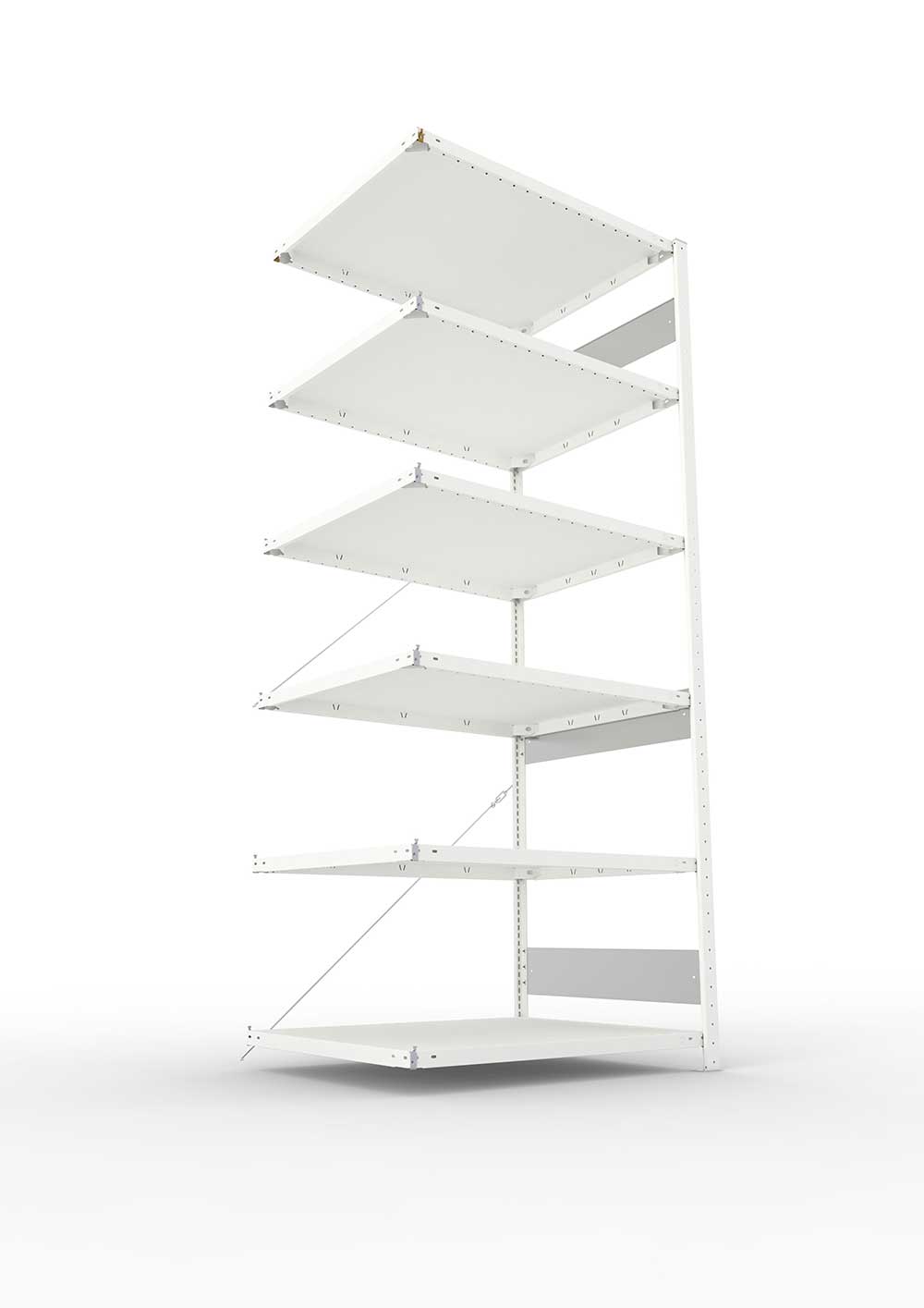 Metallregal Pro-Flex Stecksystem Anbauregal – 250×100×80 cm, 230 kg, RAL 7035, 6 Böden