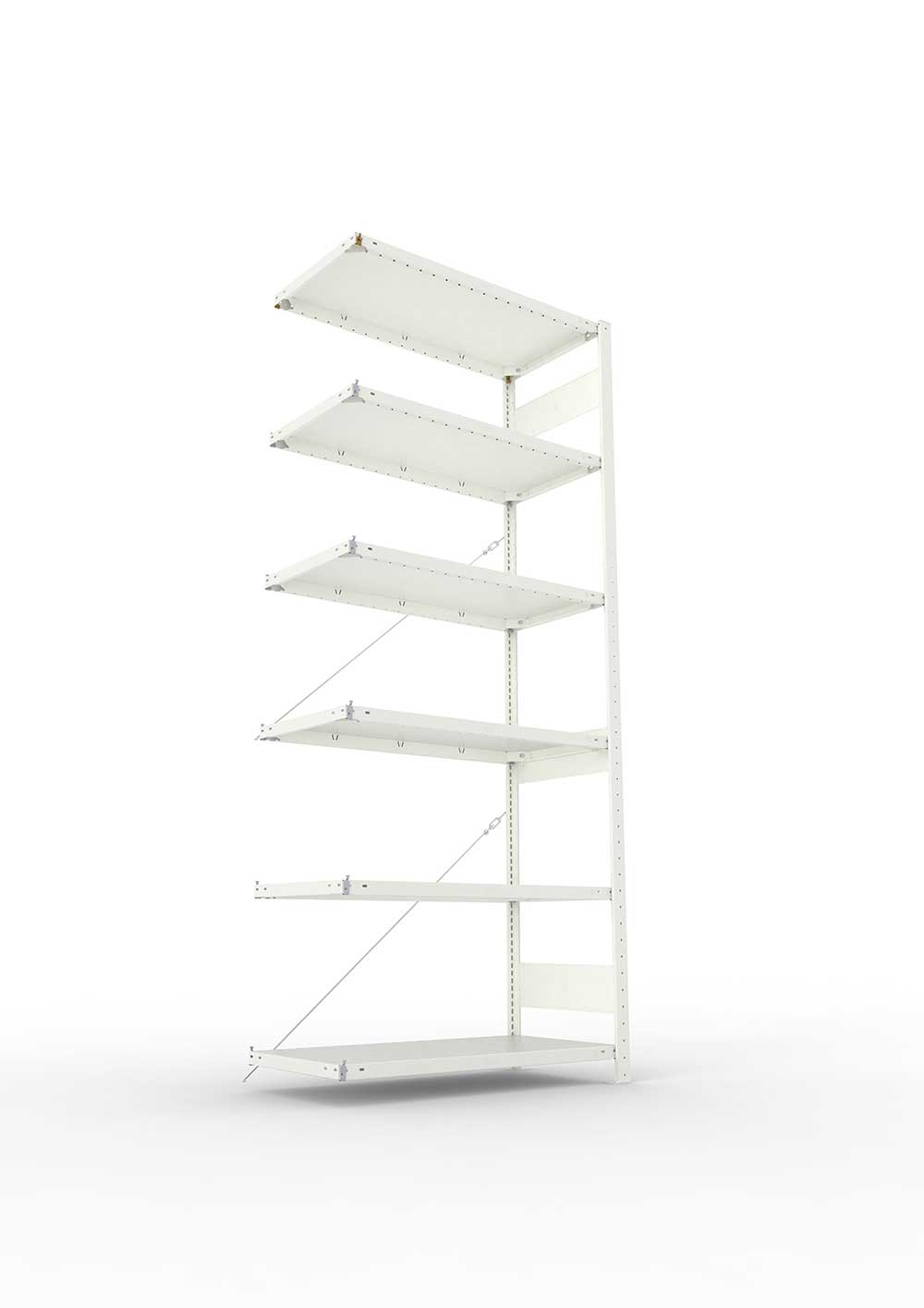 Metallregal Pro-Max Stecksystem Anbauregal – 250×100×50 cm, 150 kg, RAL 7035, 6 Böden