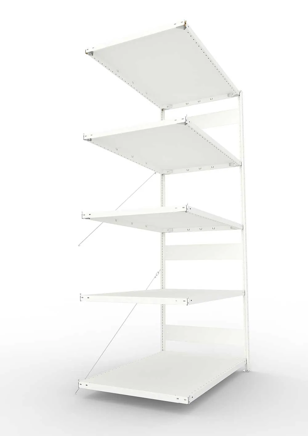 Metallregal Pro-Max Stecksystem Anbauregal – 250×130×80 cm, 230 kg, RAL 7035, 5 Böden