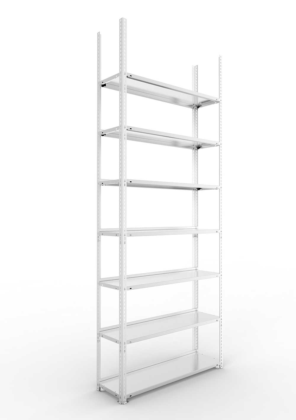Büroregal Pro Schraubsystem Grundregal – 250×100×30 cm, verzinkt, einseitig