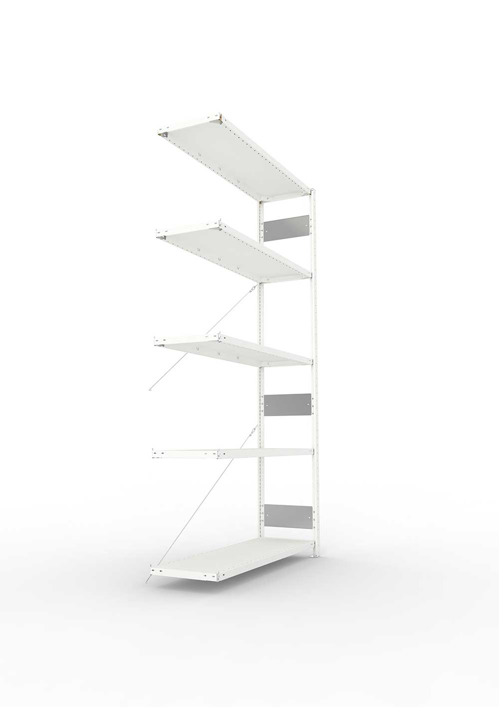 Metallregal Pro-Flex Stecksystem Anbauregal – 250×130×40 cm, 230 kg, RAL 7035, 5 Böden