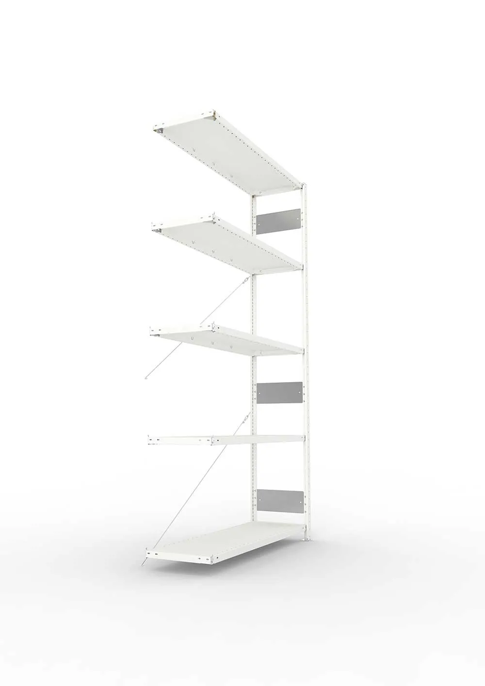 Metallregal Pro-Flex Stecksystem Anbauregal – 250×130×40 cm, 230 kg, RAL 7035, 5 Böden