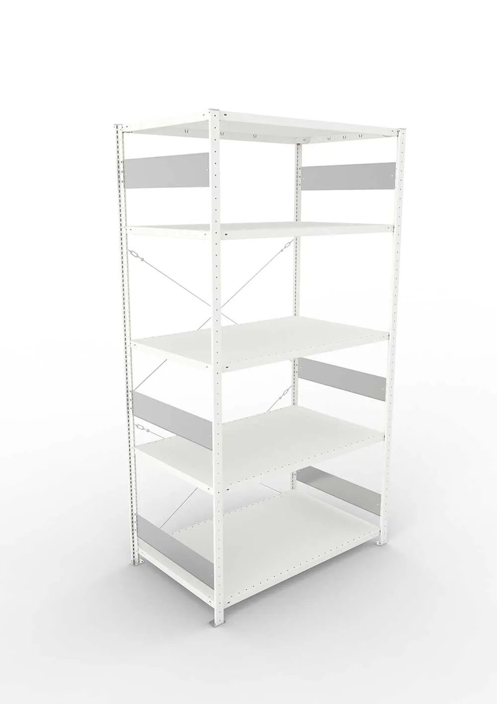 Metallregal Pro-Flex Stecksystem Grundregal – 250×130×80 cm, 230 kg, RAL 7035, 5 Böden