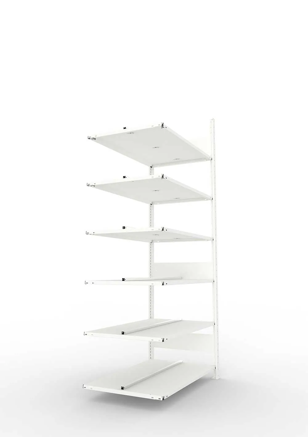 Büroregal Pro-Max Stecksystem Anbauregal – 220×100×60 cm, RAL 7035, doppelseitig