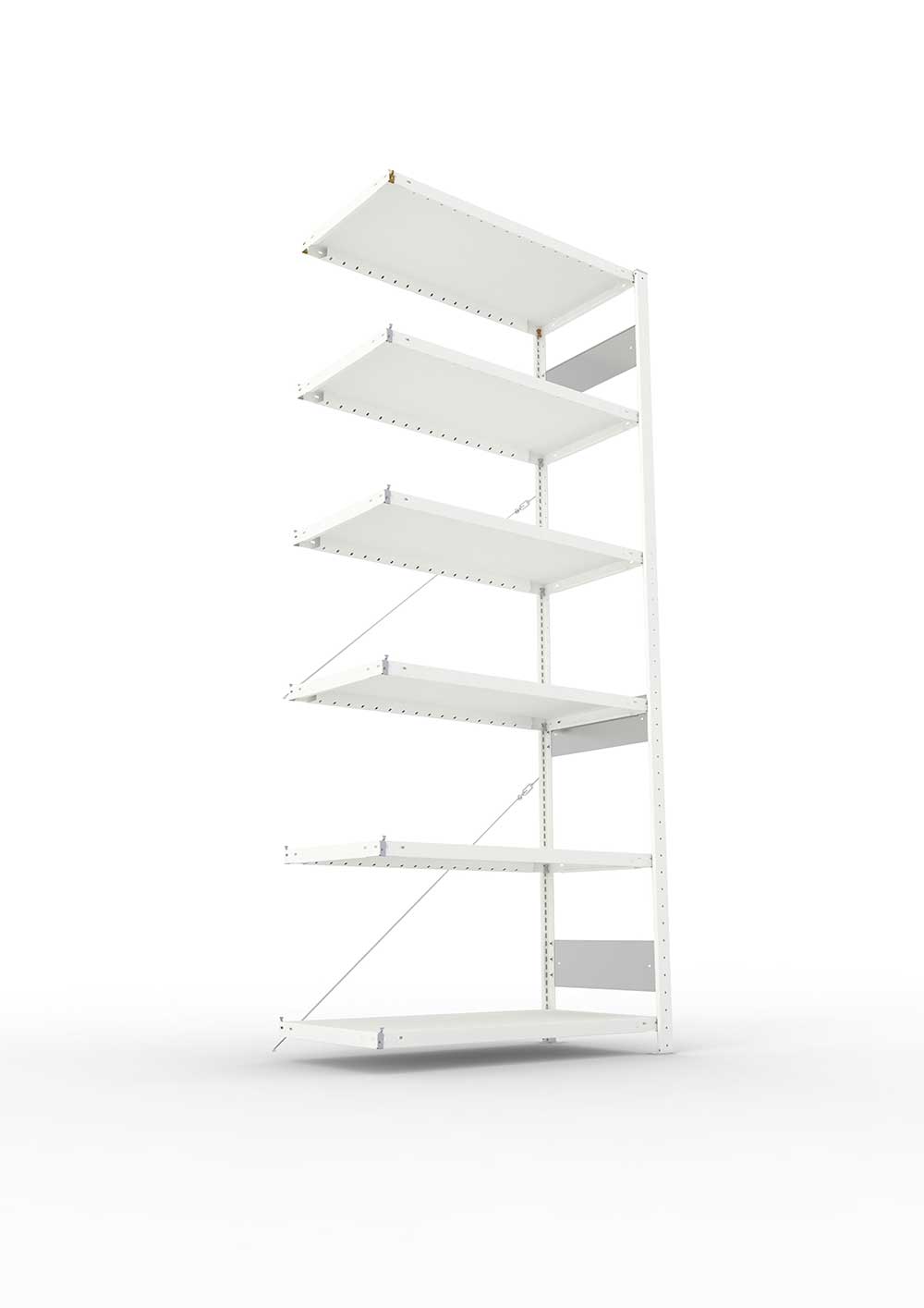 Metallregal Pro-Flex Stecksystem Anbauregal – 250×100×50 cm, 230 kg, RAL 7035, 6 Böden