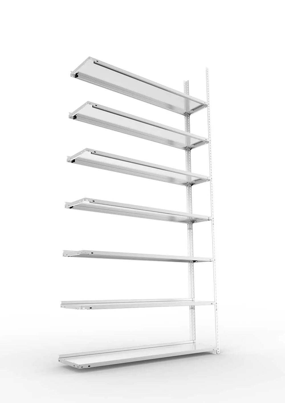 Büroregal Pro Schraubsystem Anbauregal – 250×125×30 cm, verzinkt, einseitig
