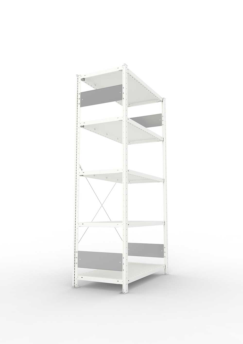 Metallregal Pro-Flex Stecksystem Grundregal – 200×100×50 cm, 150 kg, RAL 7035, 5 Böden