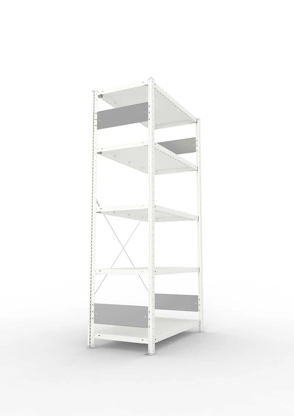Metallregal Pro-Flex Stecksystem Grundregal – 200×100×50 cm, 150 kg, RAL 7035, 5 Böden